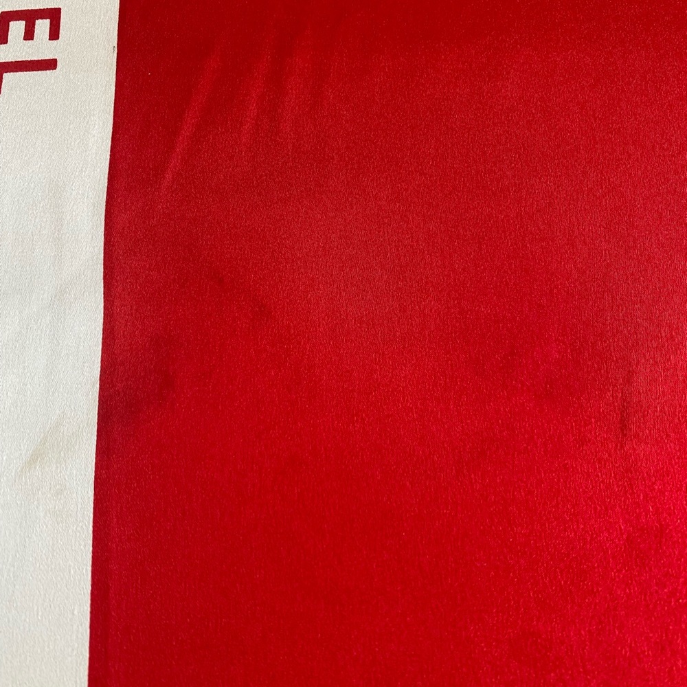 Auth Chanel Vintage Logo Silk Square Scarf Gift Red Ribbon 35 inch Authentic - Picture 10 of 15